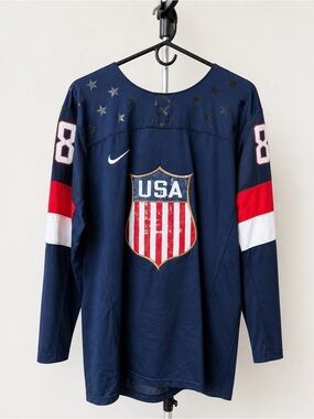 Nike Navy USA Hockey Jersey with Red & White Details Kane #88 Olympic Jersey